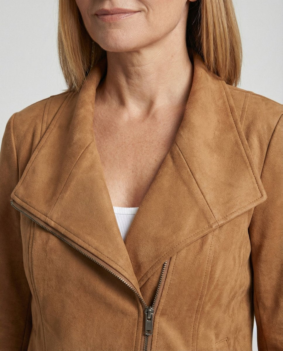 Women's Tailored Asymmetric-Zip Biker Jacket