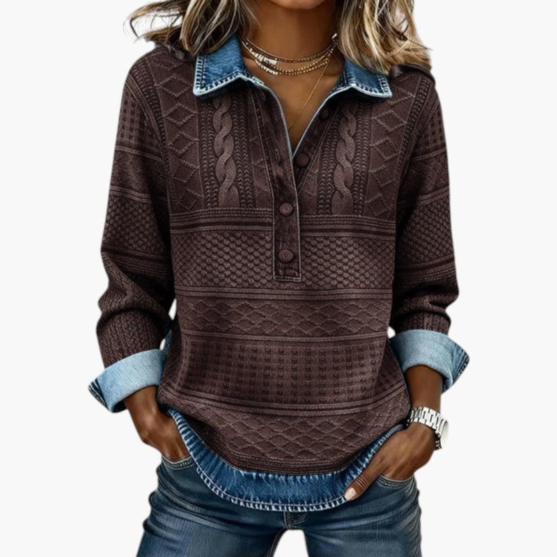 Women's Textured Half-Button Sweatshirt