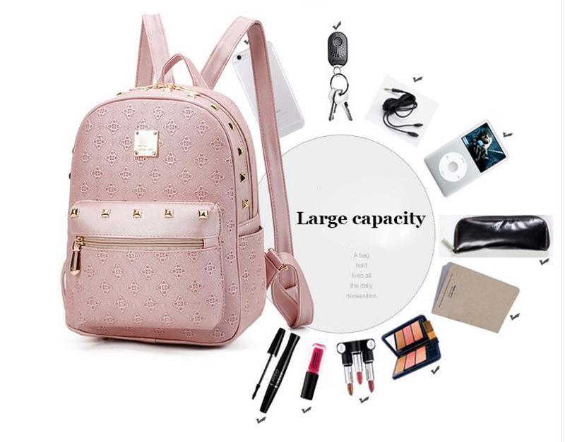Women's Urban Backpack with Adjustable Straps and Gold Accents – Spacious and Functional