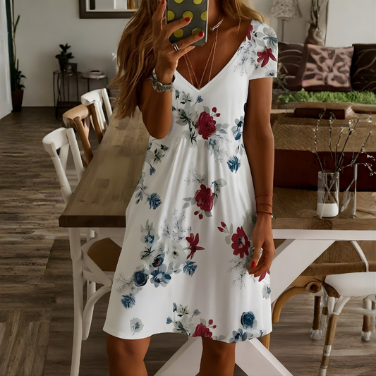 Women's V-Neck A-Line Midi Dress
