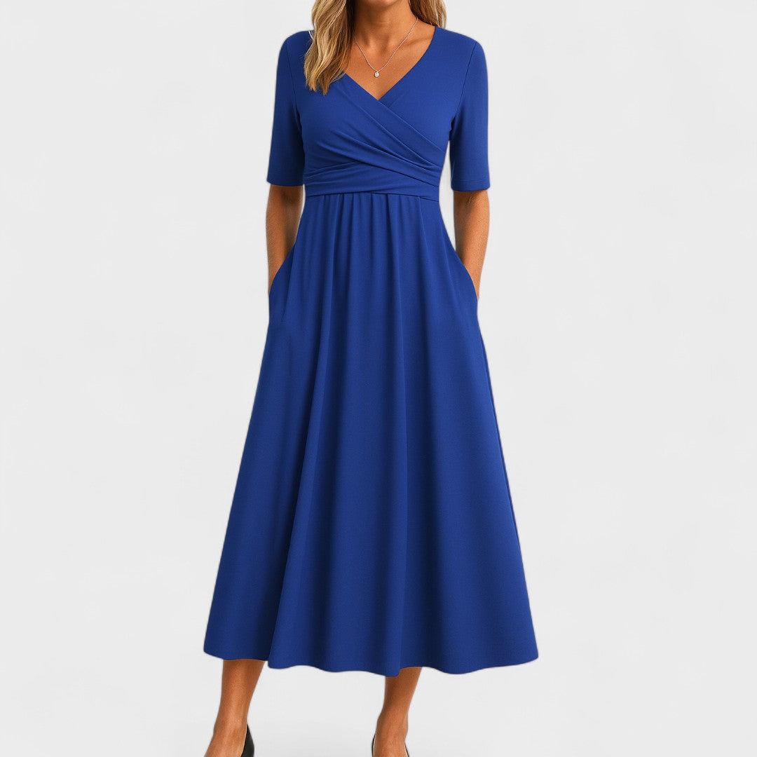 Women's V-Neck A-Line Midi Dress