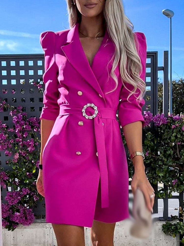 Women's V-Neck Blazer Dress - Elegant & Versatile