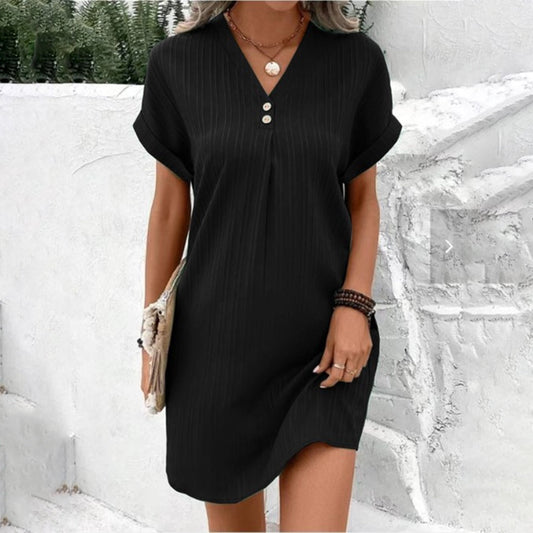 Women's V-Neck Mini Shirt Dress