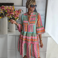 Women's V-Neck Tiered A-Line Mini Dress