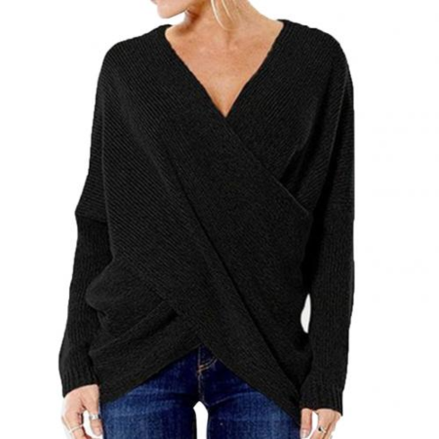 Women's V-Neck Wrap Front Sweater