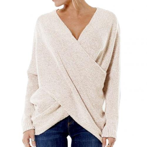 Women's V-Neck Wrap Front Sweater