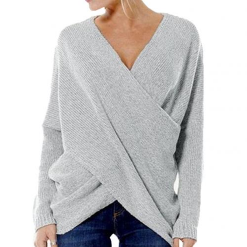 Women's V-Neck Wrap Front Sweater