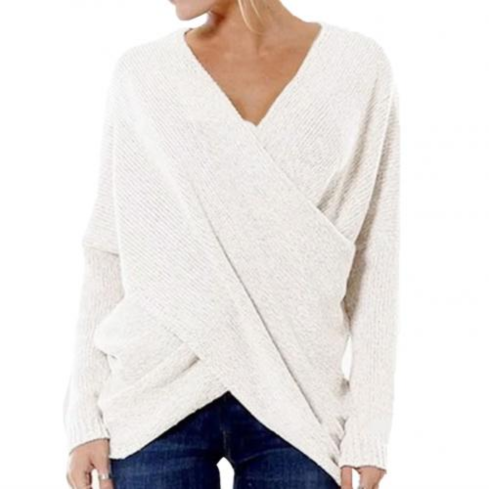 Women's V-Neck Wrap Front Sweater
