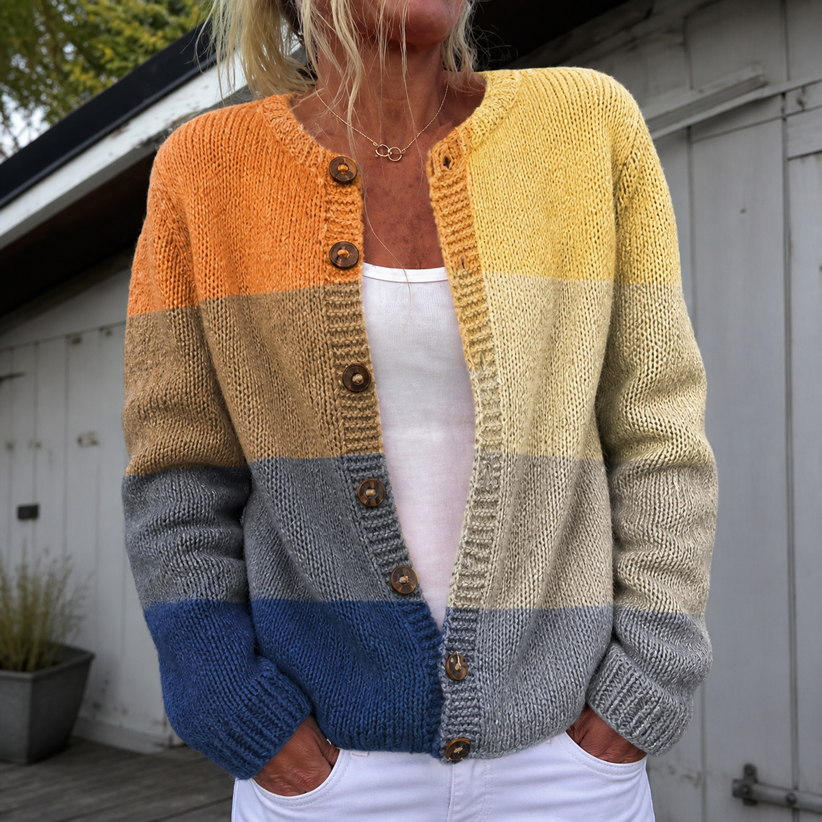 Women's Warm Floral Print Cardigan