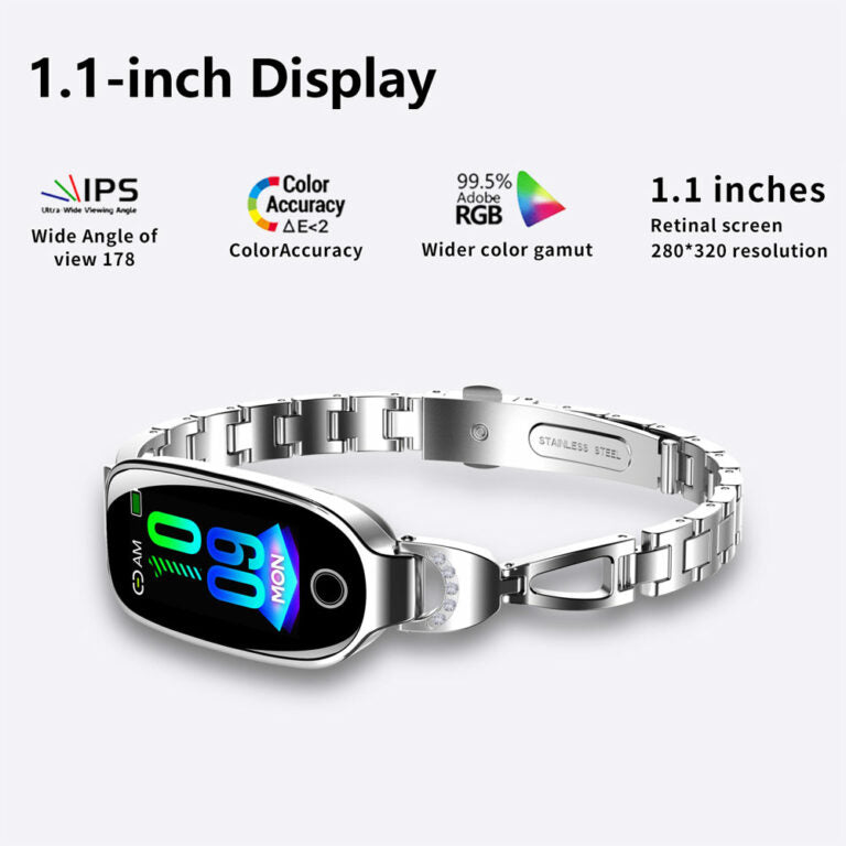 Women's Waterproof Smart Fitness Bracelet with Heart Rate & Blood Pressure Monitor