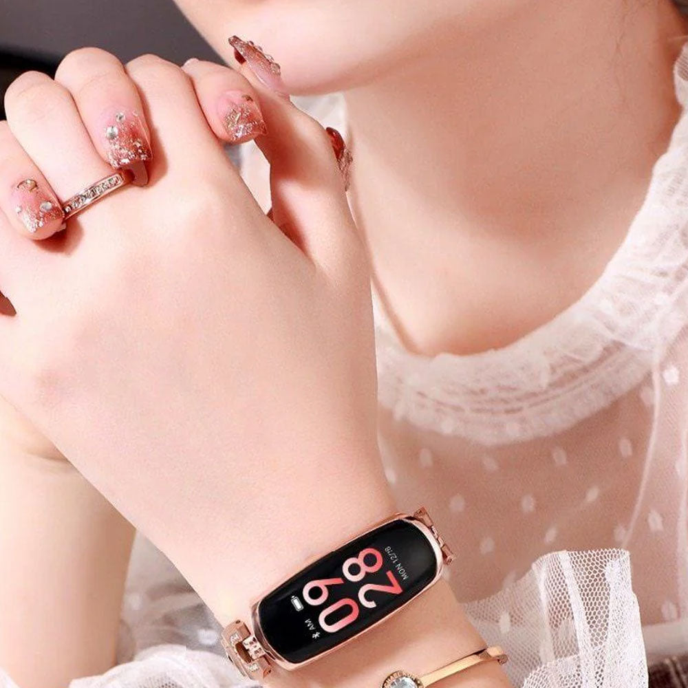 Women's Waterproof Smart Fitness Bracelet with Heart Rate & Blood Pressure Monitor