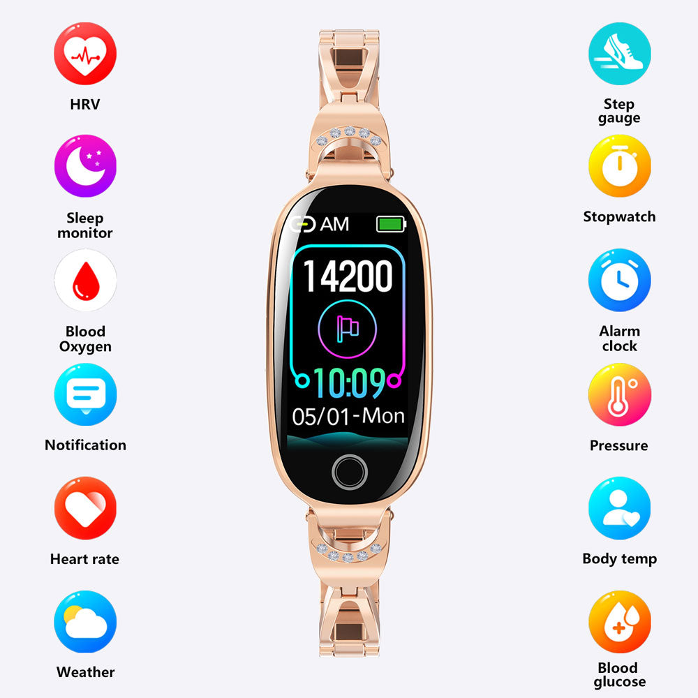 Women's Waterproof Smart Fitness Bracelet with Heart Rate & Blood Pressure Monitor