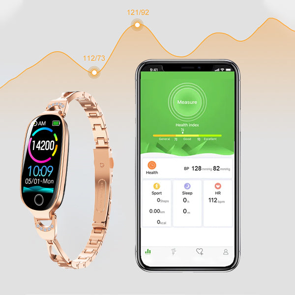 Women's Waterproof Smart Fitness Bracelet with Heart Rate & Blood Pressure Monitor