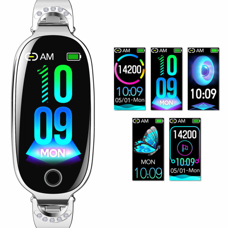 Women's Waterproof Smart Fitness Bracelet with Heart Rate & Blood Pressure Monitor
