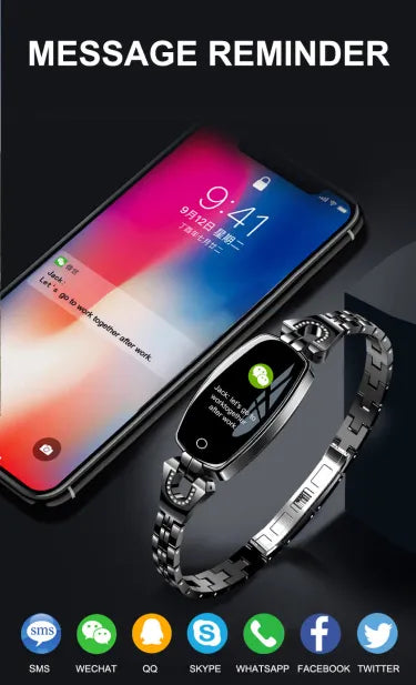 Women's Waterproof Smart Fitness Bracelet with Heart Rate & Blood Pressure Monitor