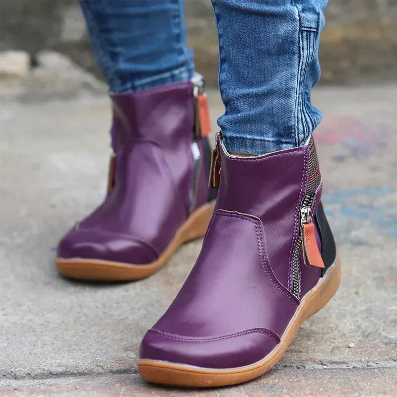 Women's Waterproof Zip Boots with Non-Slip Sole
