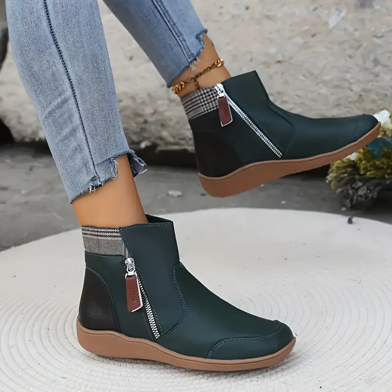 Women's Waterproof Zip Boots with Non-Slip Sole