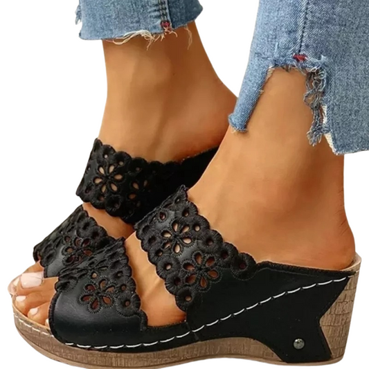 Women's Wedge Sandals with Floral Pattern