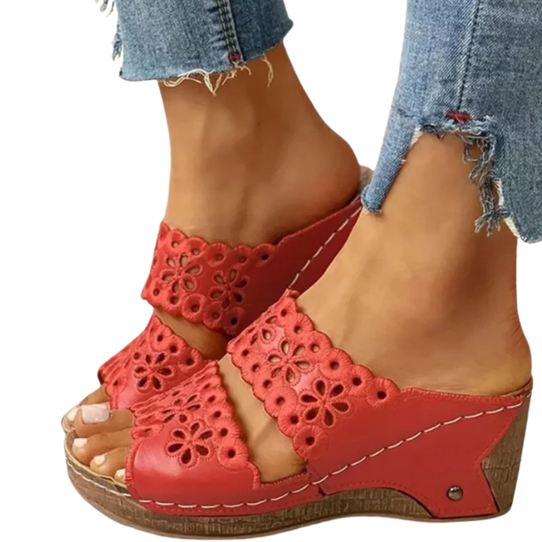 Women's Wedge Sandals with Floral Pattern