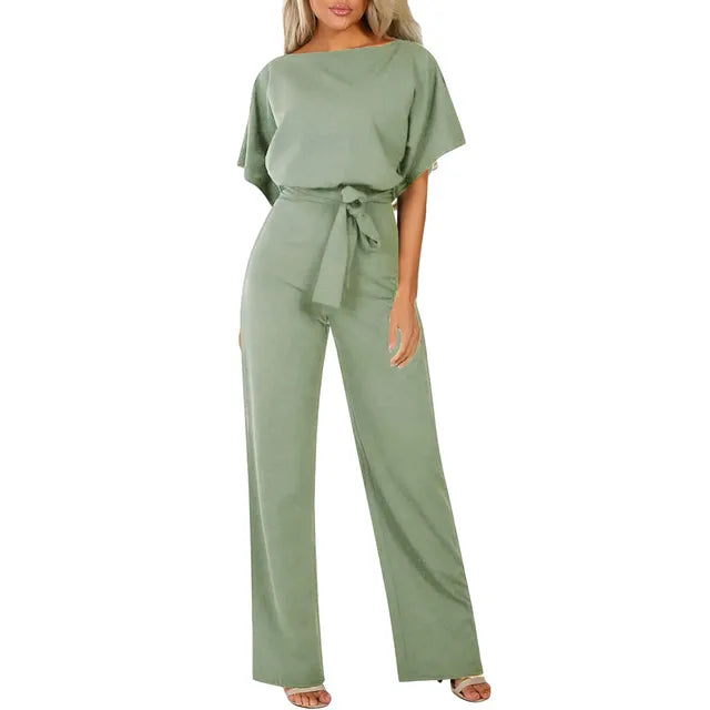 Women's Wide-Leg Belted Jumpsuit