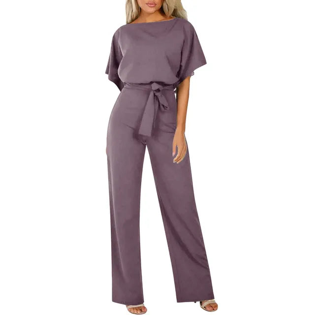 Women's Wide-Leg Belted Jumpsuit