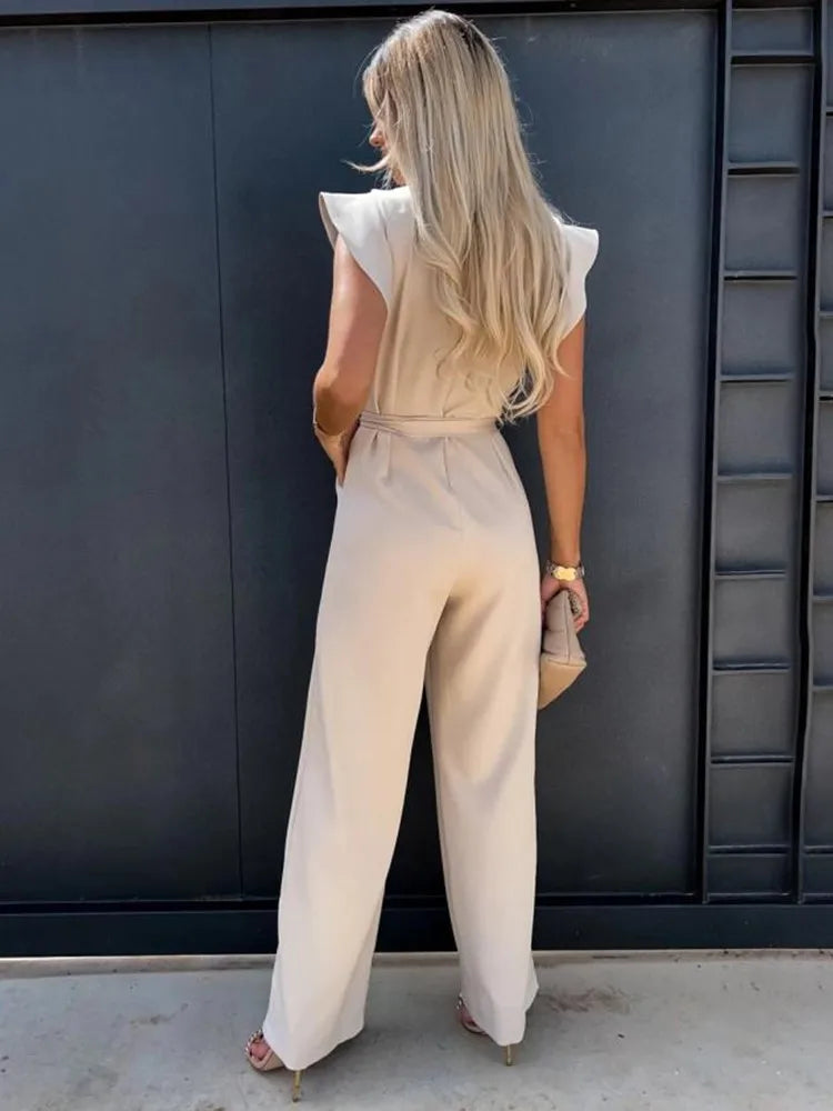 Women's Wide-Leg Jumpsuit - Elegant & Comfortable