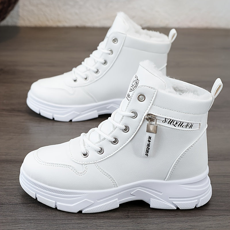 Women's Winter Ankle Boots with Side Zipper, Soft Lining and Chunky Sole