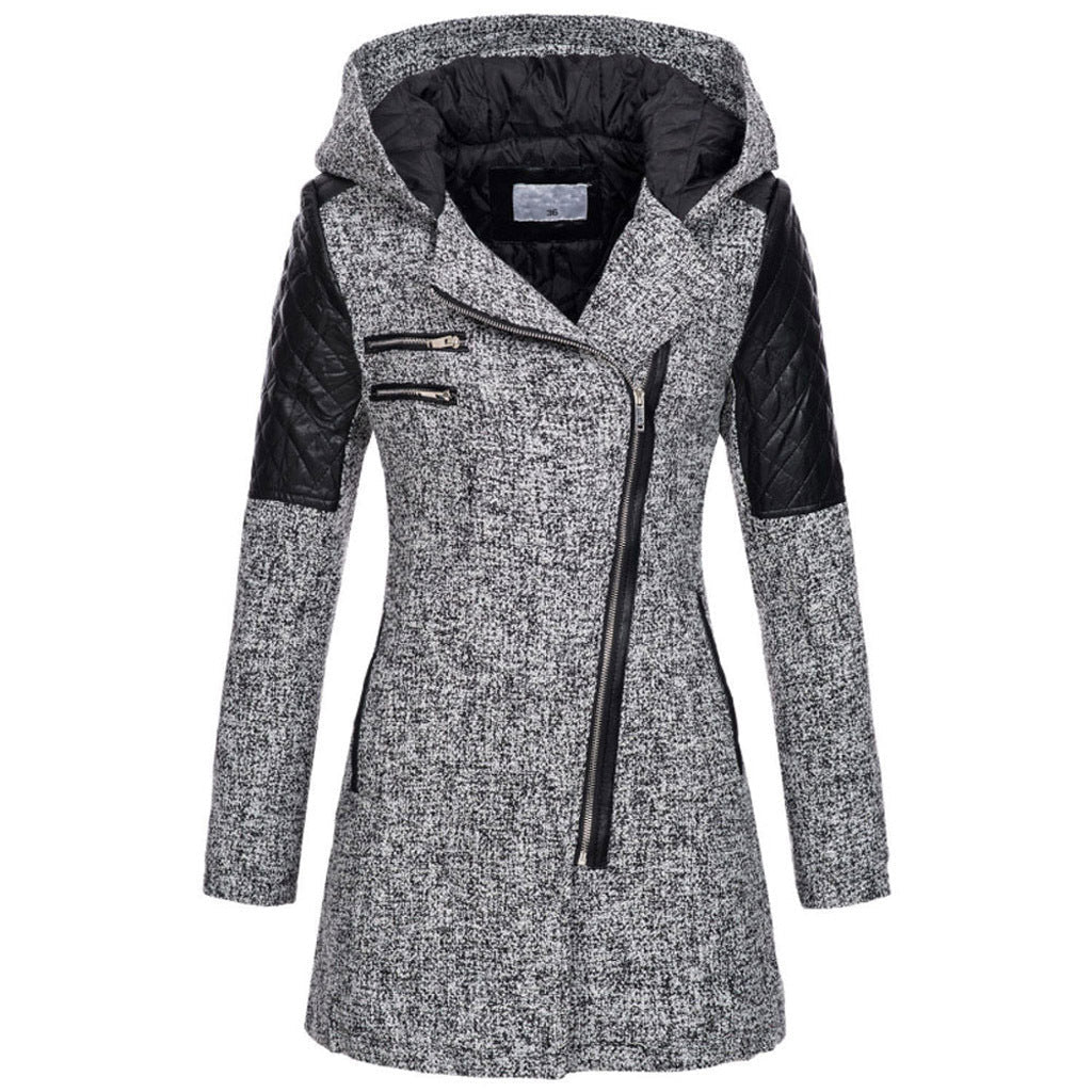 Women's Winter Coat with Asymmetrical Zip