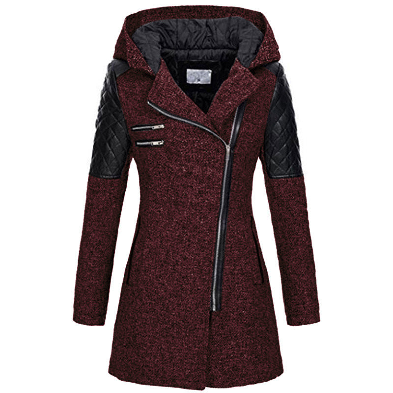 Women's Winter Coat with Asymmetrical Zip