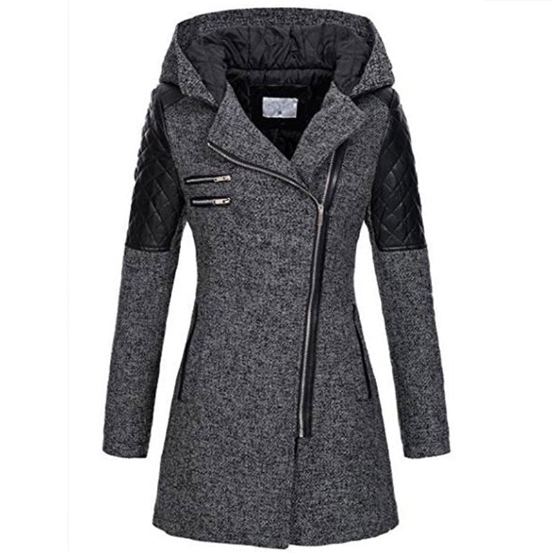 Women's Winter Coat with Asymmetrical Zip