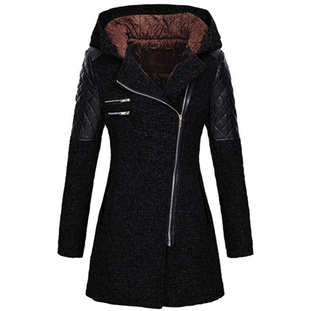 Women's Winter Coat with Asymmetrical Zip