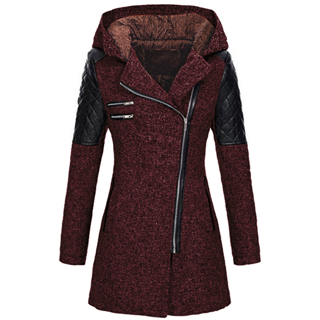 Women's Winter Coat with Asymmetrical Zip