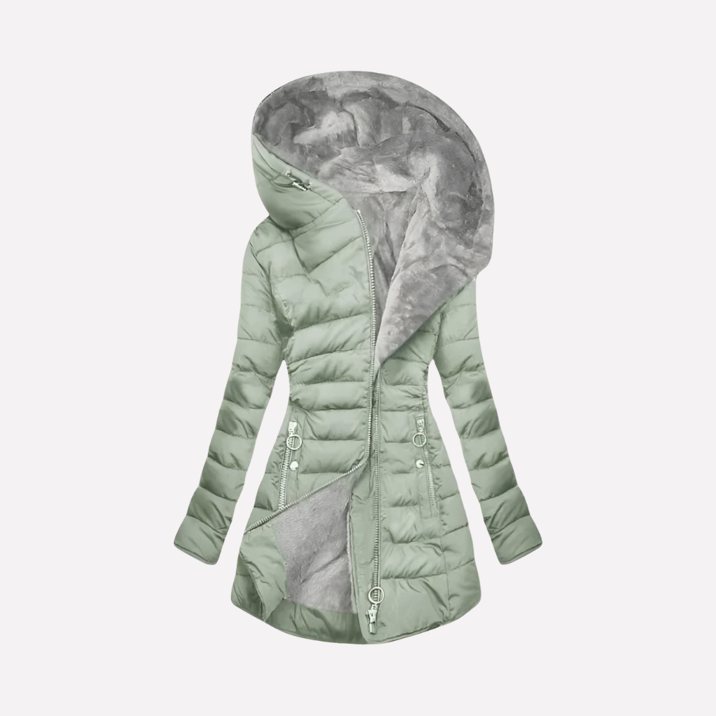 Women's Winter Coat with Hood and Zipper