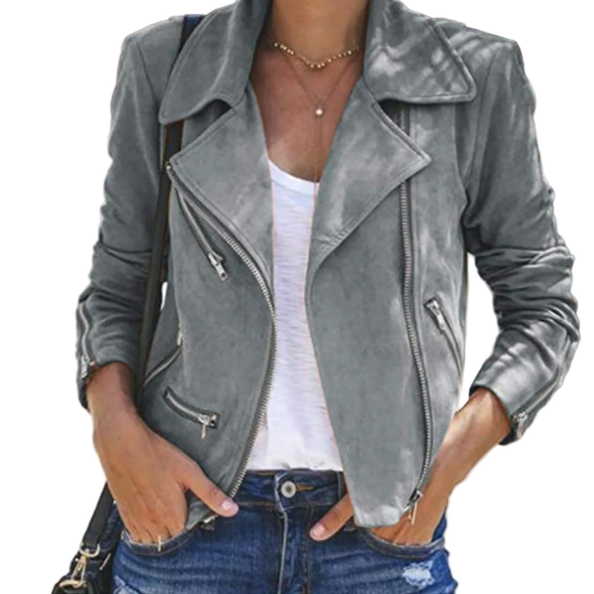Women's Zip-Up Biker Jacket