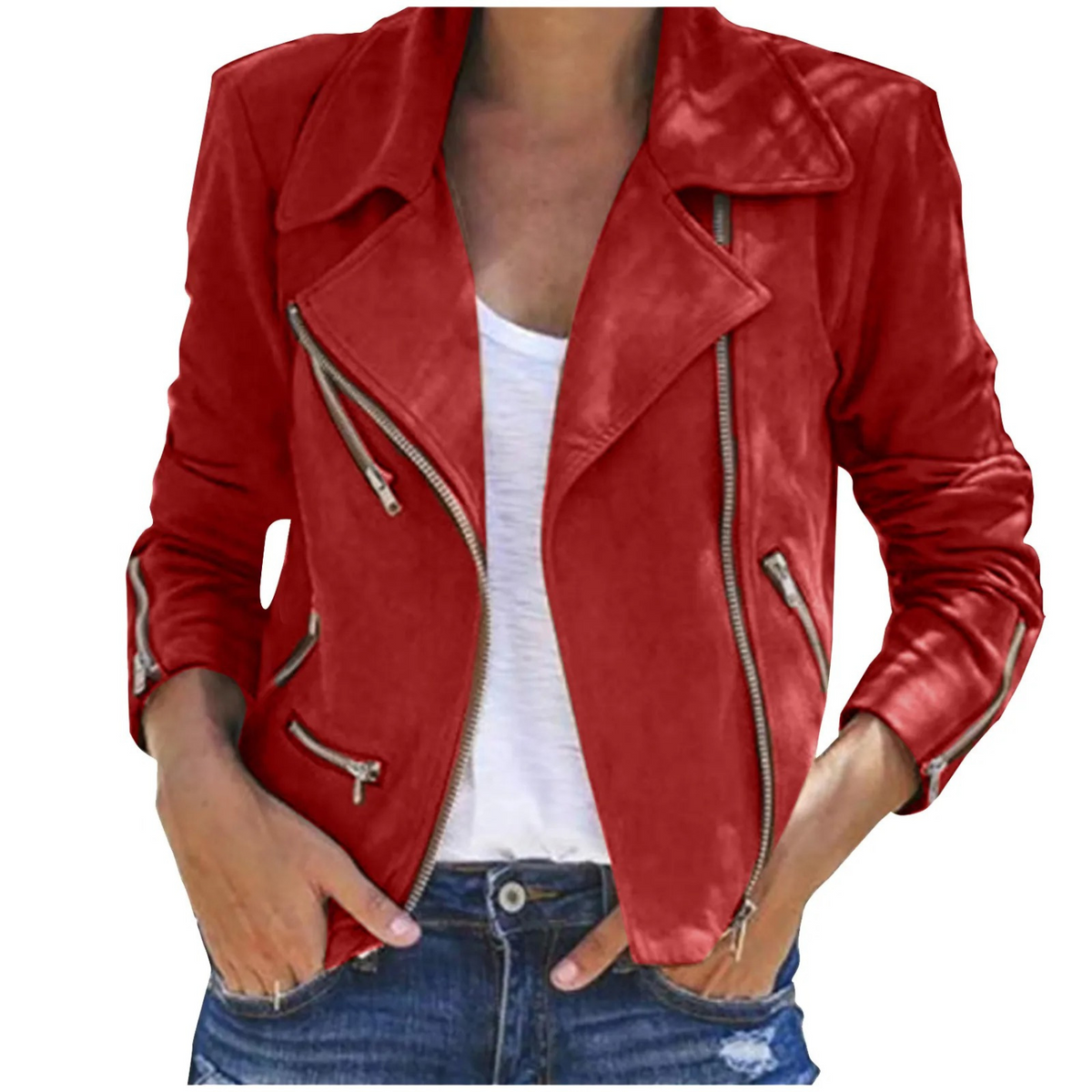 Women's Zip-Up Biker Jacket