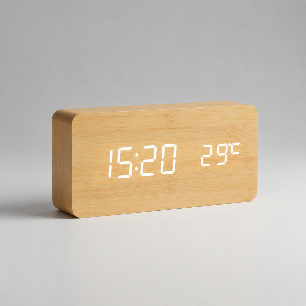 Wood Finish Digital Alarm Clock