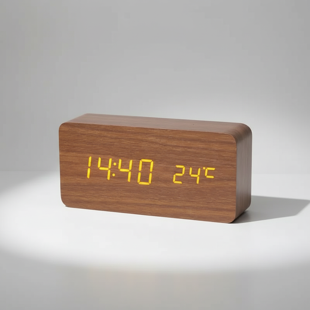 Wood Finish Digital Alarm Clock