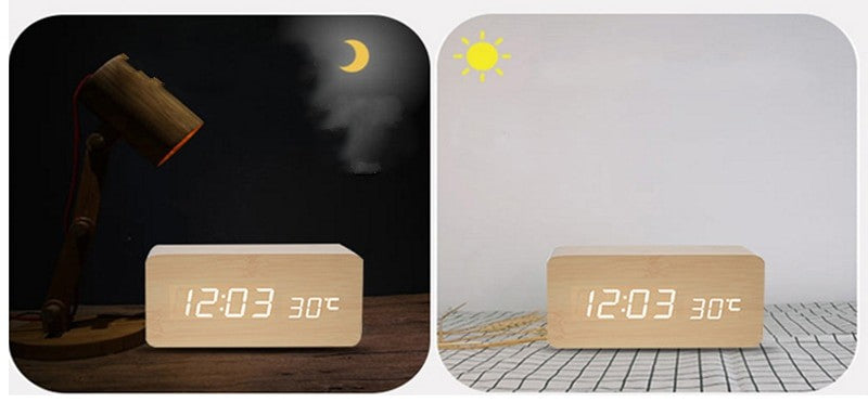 Wooden Digital Desk Clock