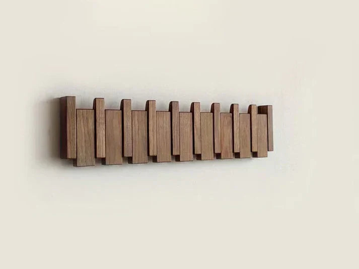 Wooden Wall-Mounted Coat Rack with Musical Design