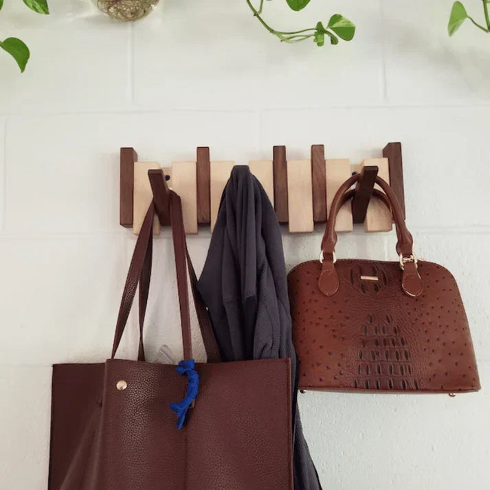 Wooden Wall-Mounted Coat Rack with Musical Design